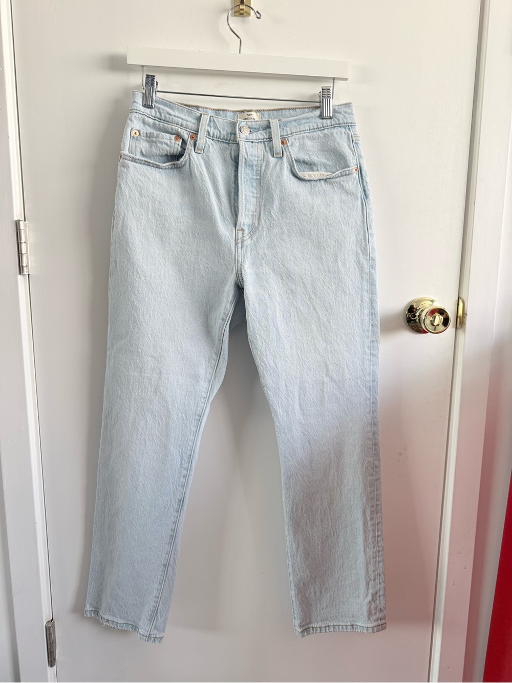 Levi's Light Blue High-Rise Straight Leg Jeans - Women